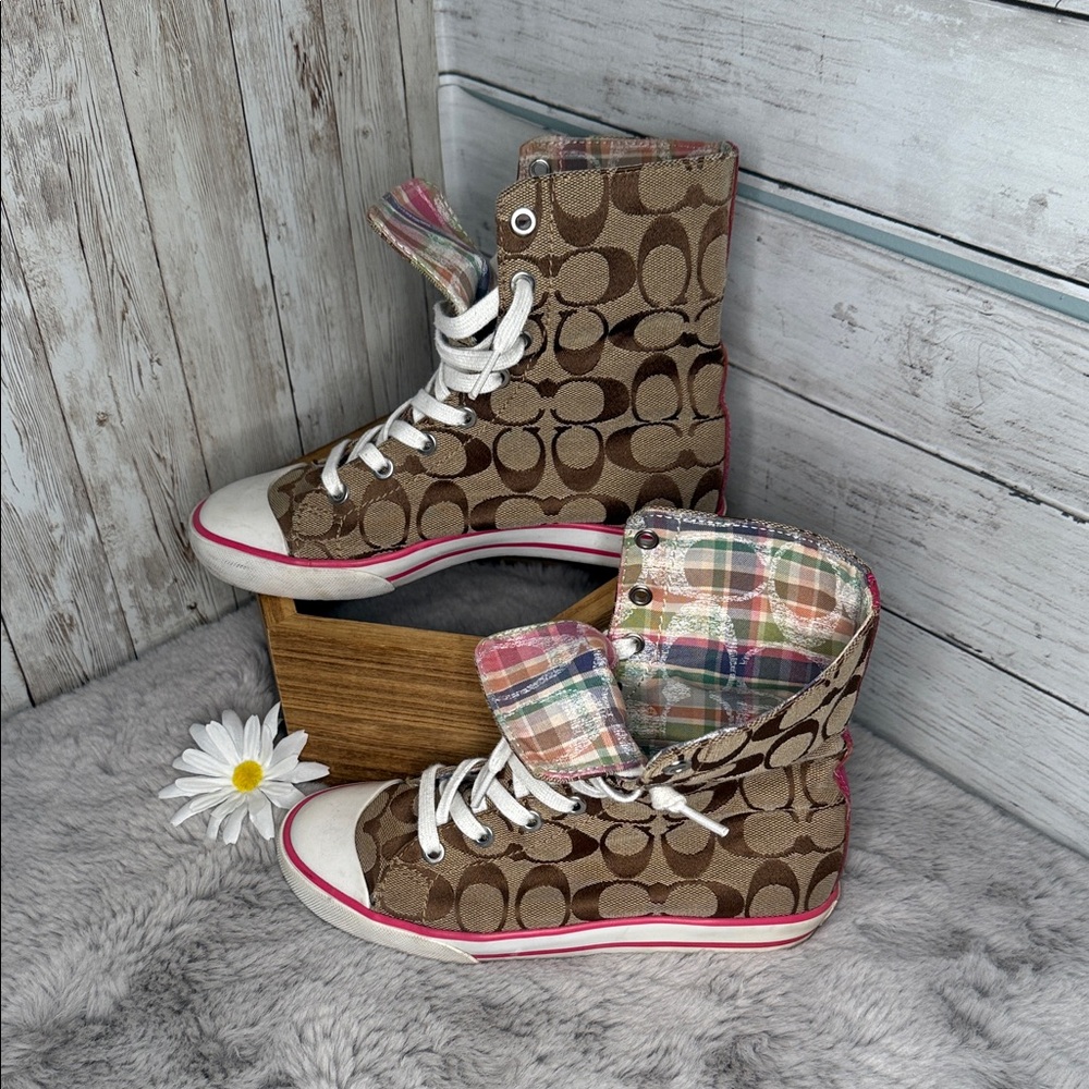 Coach Signature High-Top Sneakers, Women’s Size 5.5